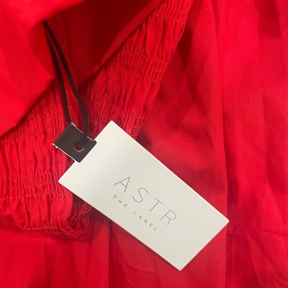 NWT ASTR The Label Off the Shoulder Cotton Red Ruffle Midi Dress Size Sm… - Picture 15 of 16
